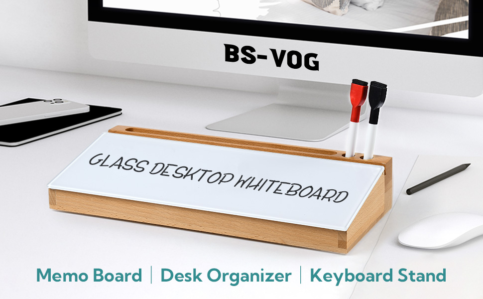 BSVOG Desk Whiteboard, Glass Desktop Dry Erase Board with