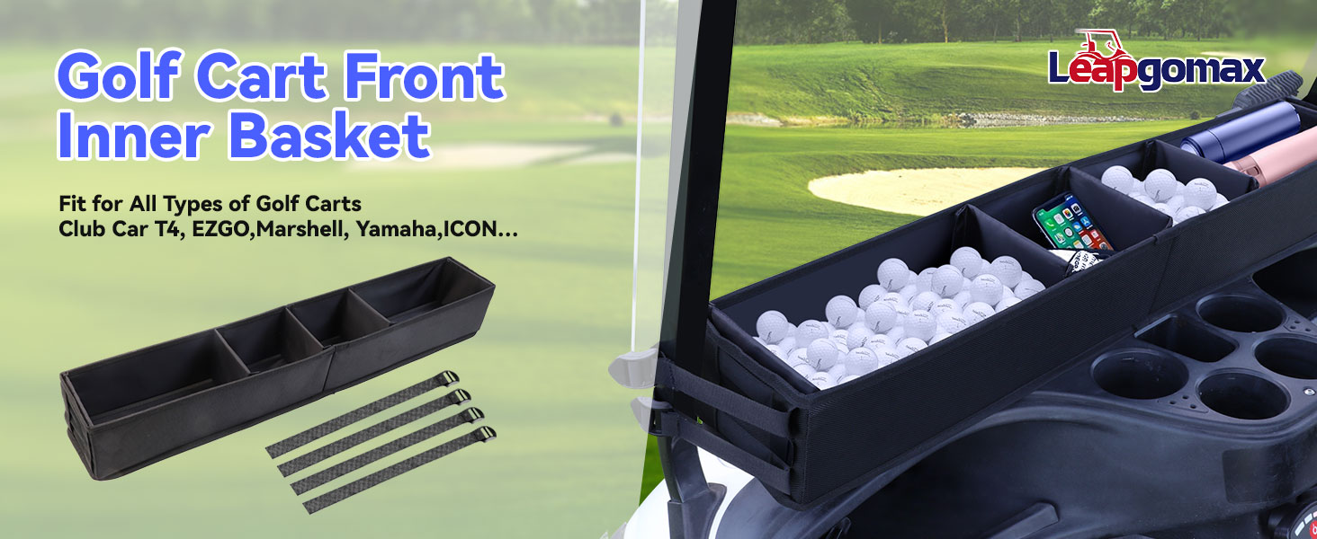 LEAPGOMAX No Drilling Golf Cart Front Basket Inner Storage