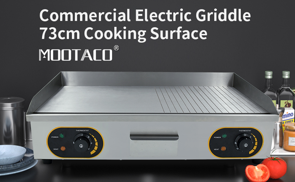 Commercial Electric Griddle, 73cm Stainless Steel 2/3 Flat & 1/3 Groove