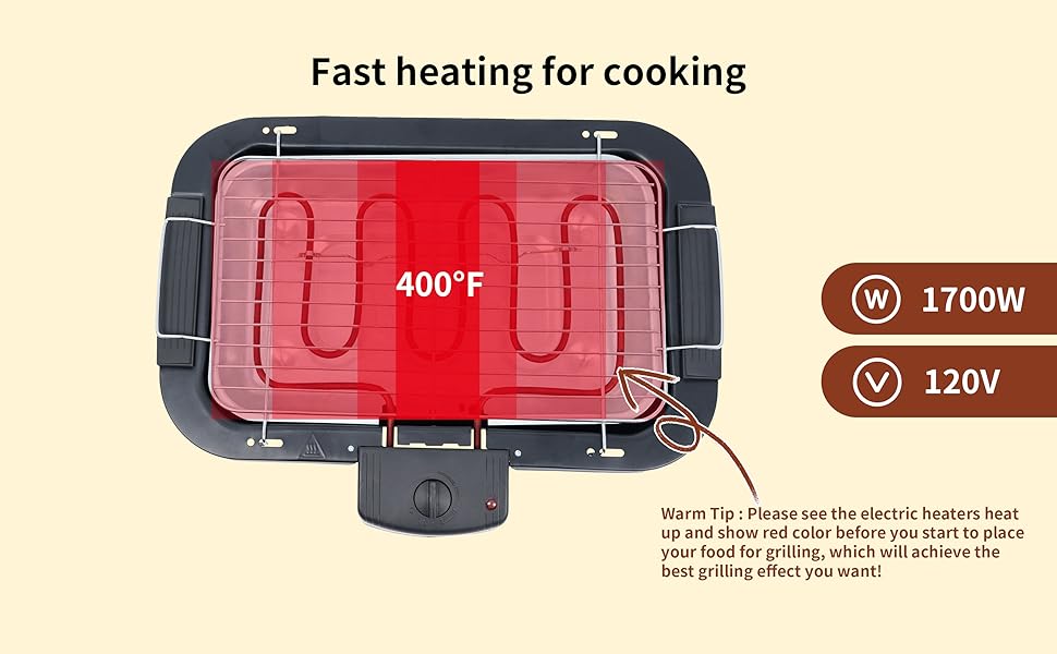 1700W IN/OUTDOOR ELECTRIC GRILL