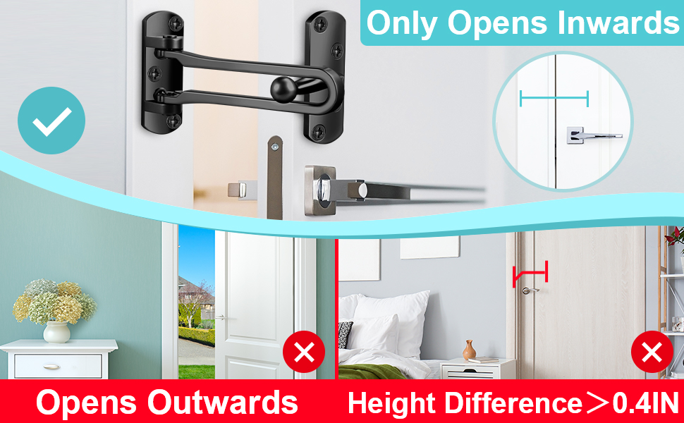 Swing Bar Door Lock Latch Door Security Sliding Bars for Home Hotel