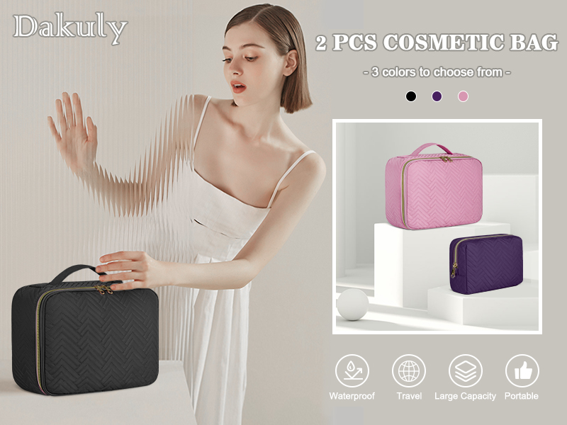 Makeup Bag 2pcs Waterproof Cosmetic Bag Set Portable Large