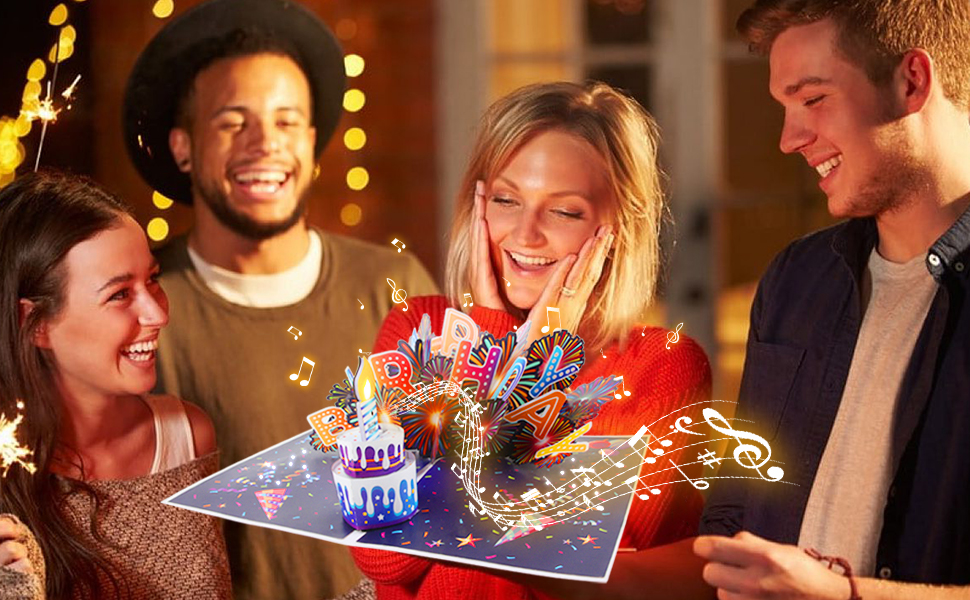 Amazon.com: MZD8391 Birthday Cards Fireworks 3D Pop Up