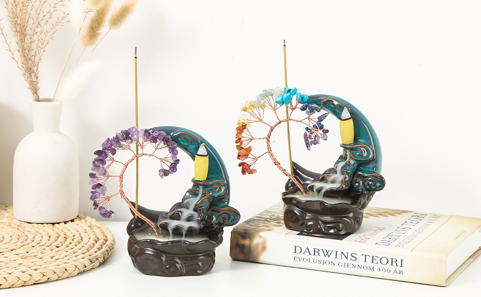 Incense Waterfall Moon Backflow Incense Burner Ceramic Incense Holders
