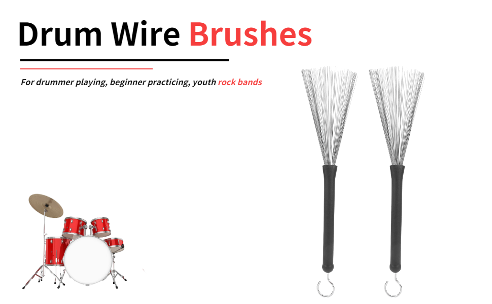 1 Pair Retractable Drum Wire Brushes Drum Stick Brushes for Jazz Folk