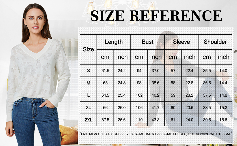 Size-Long Sleeve Shirts Lightweight Sweaters for Women V Neck Knit Tops
