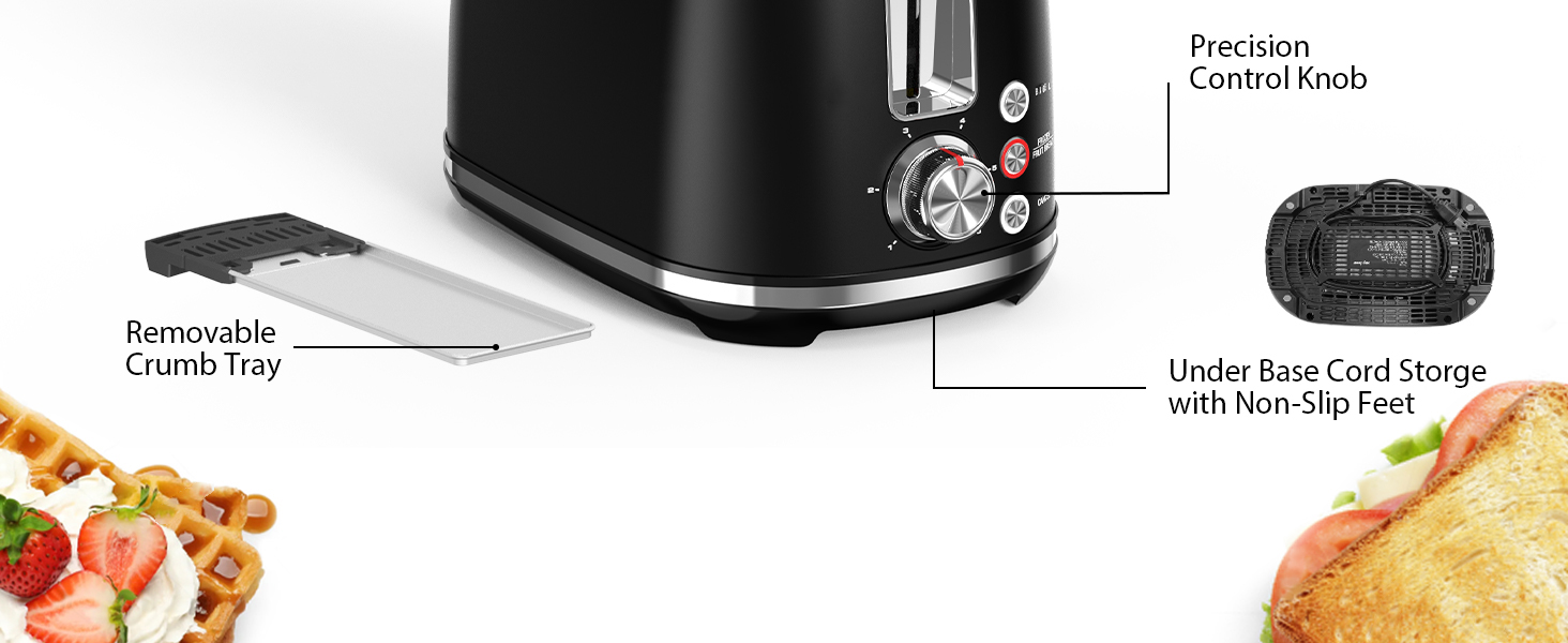 LONGDEEM 2Slice Toaster Retro HighLift Stainless Steel, 1