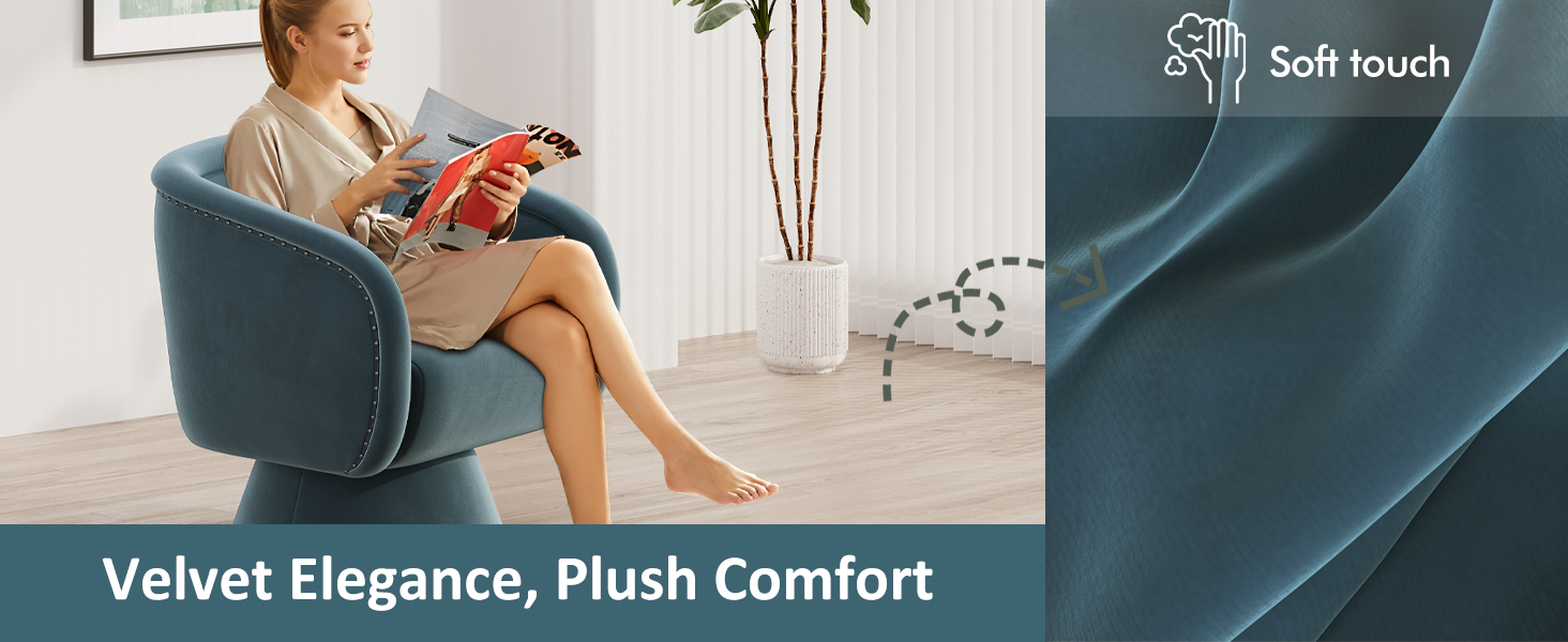 Mid Century Blue Swivel Accent Chairs with 360 Degree Rotation