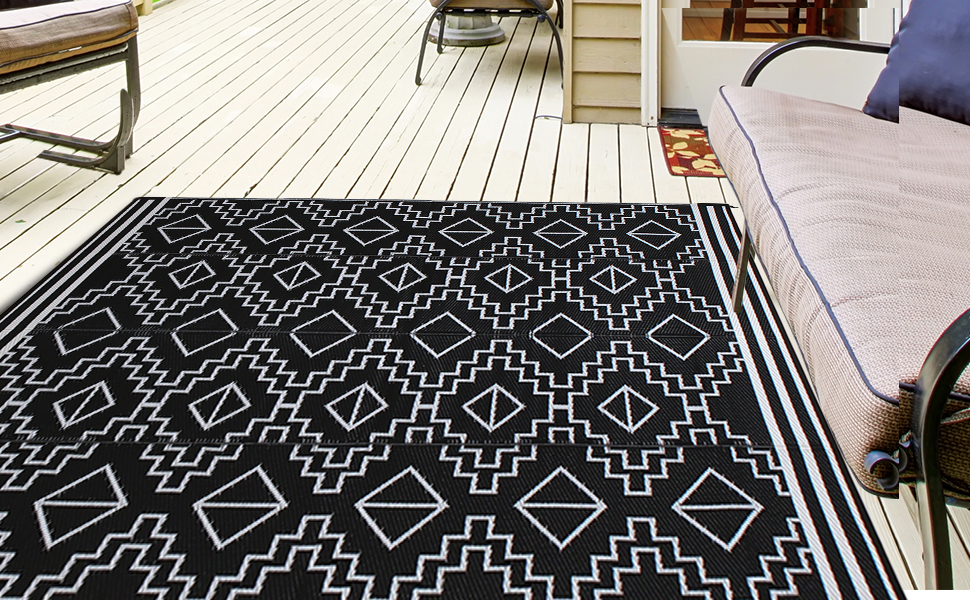 ROCYJULIN Waterproof Outdoor Rugs 5x8, Reversible Outdoor