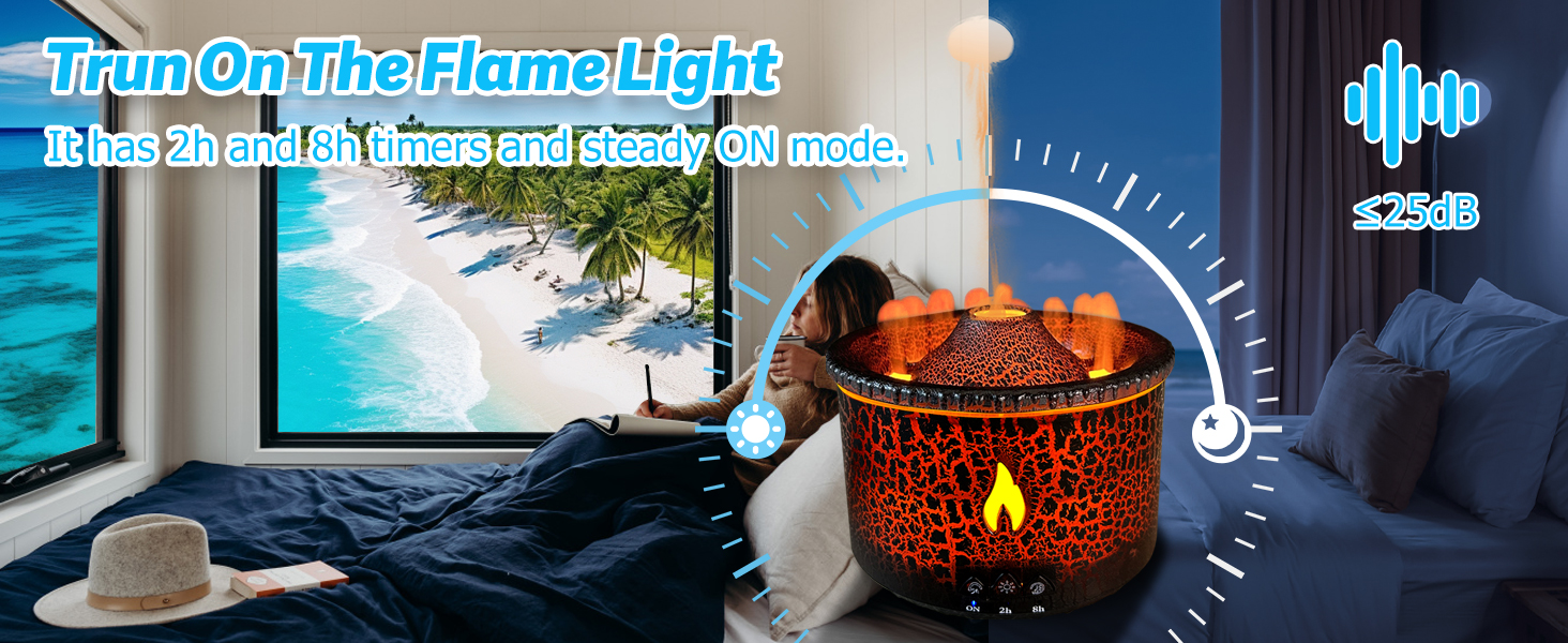 Elegant volcano diffuser with color-changing LED lights, enhances the ambiance with soft light and fragrance