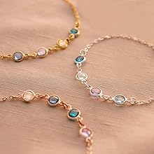Champagne Gold, Silver and Rose Gold Create Your Own Birthstone Bracelet