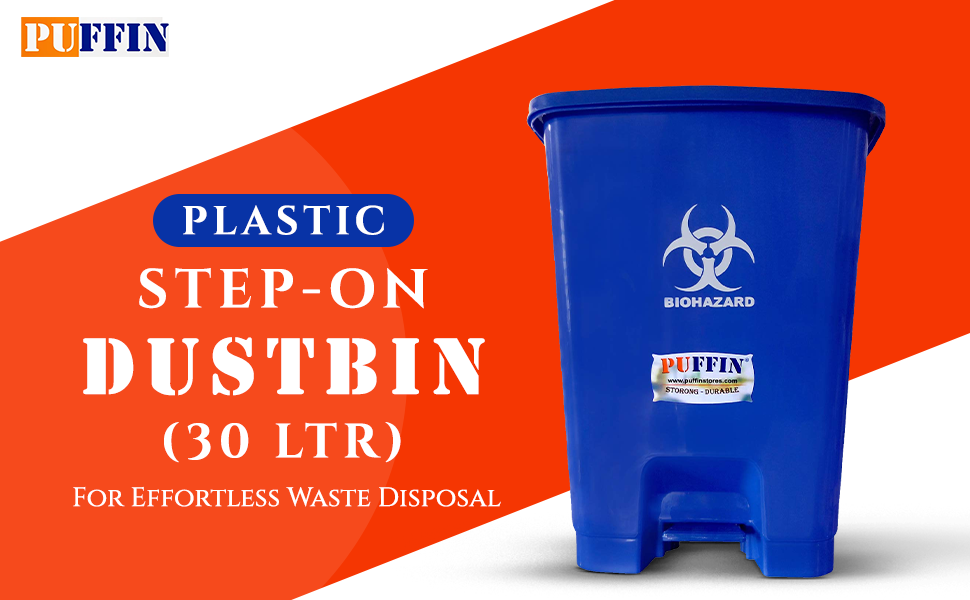 PUFFIN Pedal Dustbin 30 Liter Plastic Blue Color Amazon.in Home & Kitchen