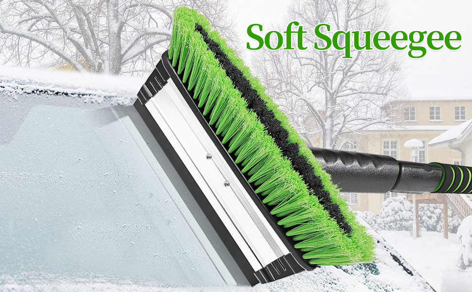 SEAAES 51 Inch Snow Brush and Ice Scraper with Squeegee, Extendable