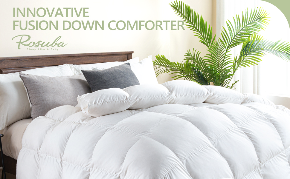 ROSUBA Luxury Goose Down Comforter King Size, All Season