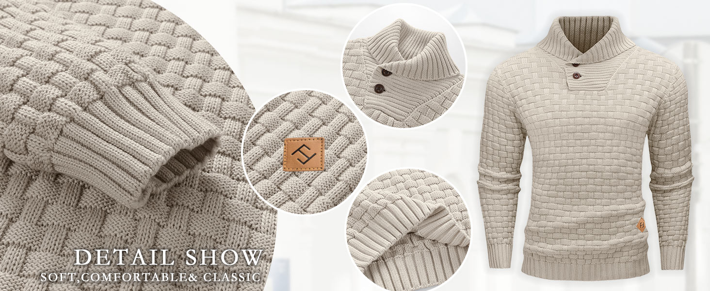 HYPESTFIT Mens Knitted Sweater Crew Neck Warm Long Sleeve Pullover Textured Ribbed Edge Top 14 1