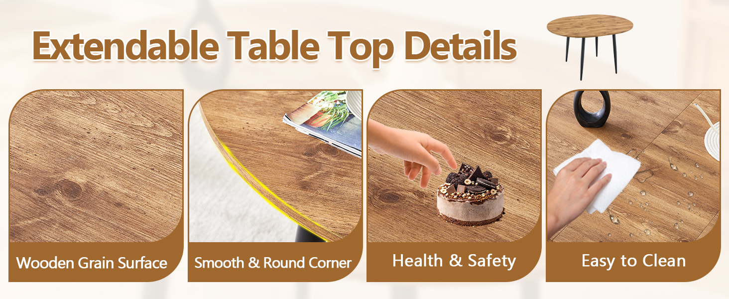 Round Dining Table Set for 6, 42"54" Extendable Dining