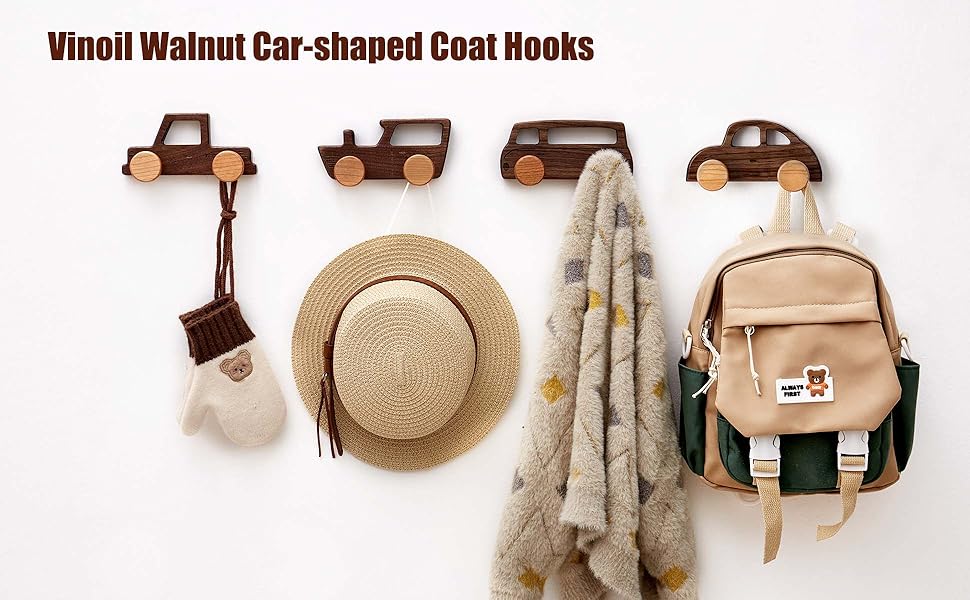 Car-shaped black walnut hooks