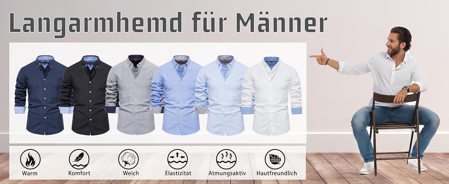 Langarm Herren Regular fit Hemden