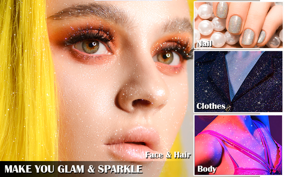 Vintage Body Glitter Spray, Silver Glitter Spray for Hair