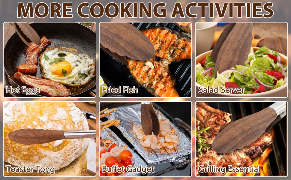Cooking Wooden Tongs to Easily Pick up Every Food