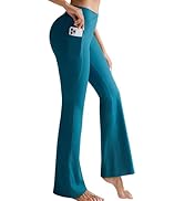 RUNNING GIRL Womens V Crossover High Waist Yoga Pants Flare Leggings for Women with Side Pockets