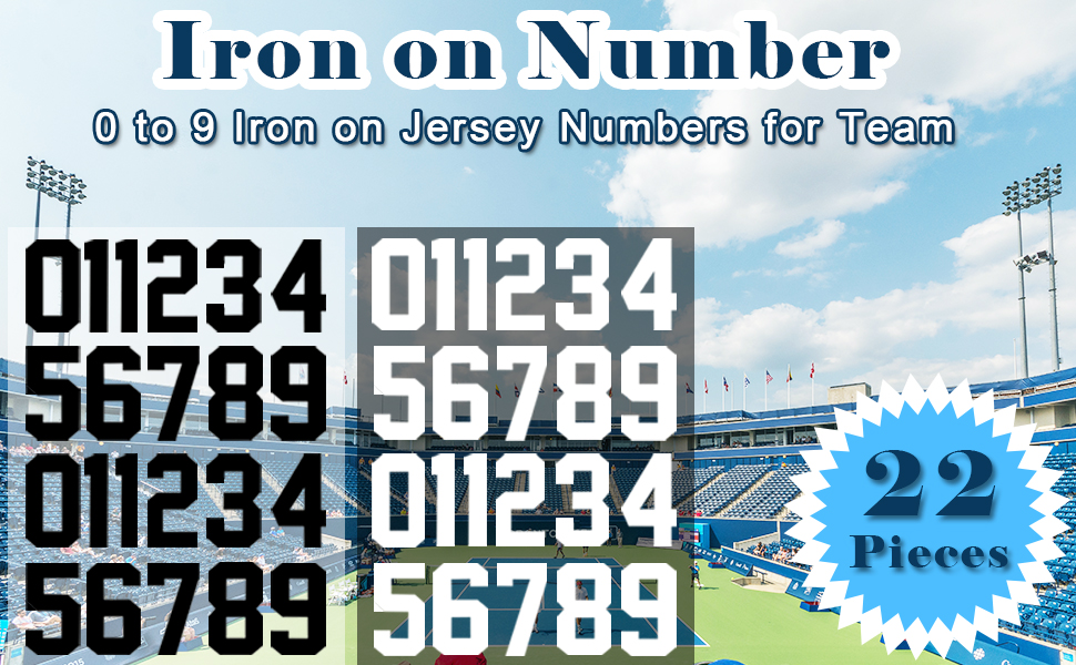22Pcs 8 Inch Iron on Numbers T Shirt Heat Transfer Jersey