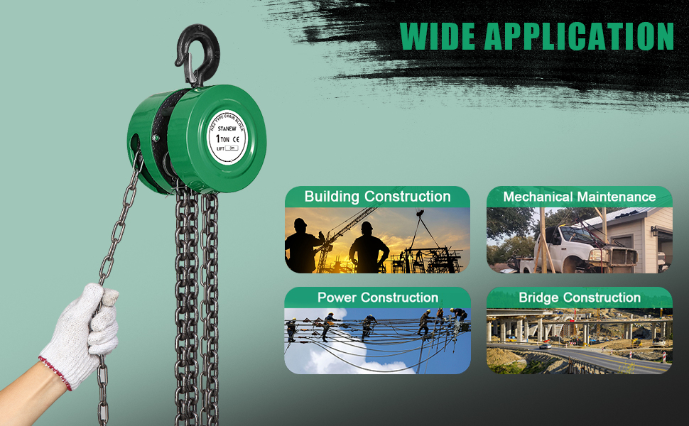 Palan à chaîne manuel avec crochet robuste Utilisation multiple