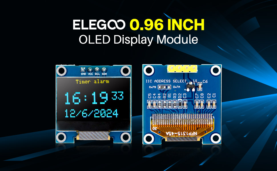 ELEGOO 0.96 Inch OLED Display Module Compact Self Luminous Mini Screens ...
