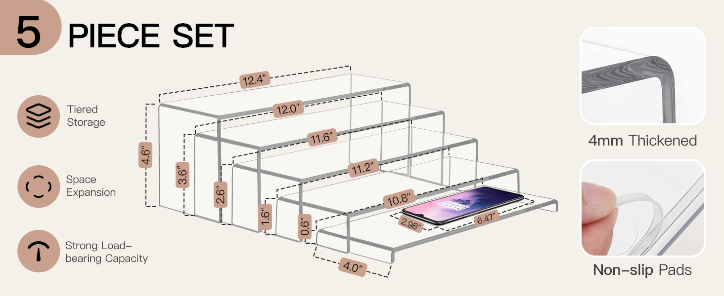 5Pcs Acrylic Display Stands, 10''12" Perfume Organizer