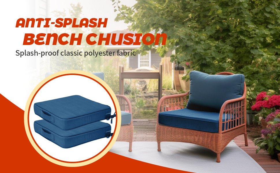 mudilun 19x19x3inch Outdoor Chair Cushions Double Piping