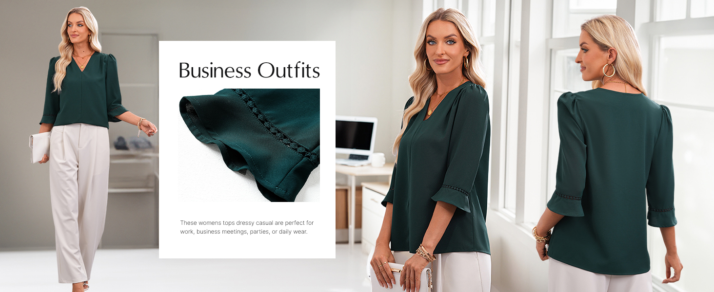 3/4 length sleeve womens tops