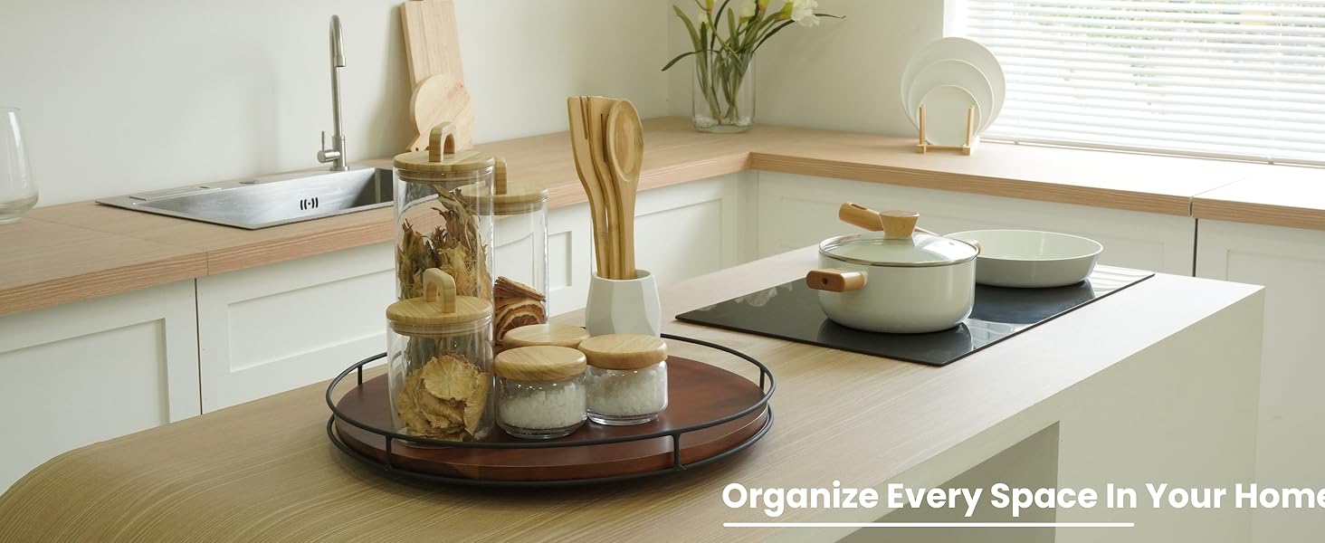 TIDITA 18" Acacia Lazy Susan Turntable for Table Extra