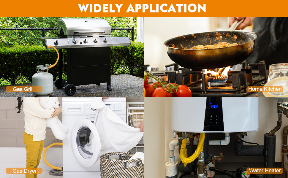 Kinchoix Gas Hose Connector Kit (1/2"60in), Flexible Stainless Steel Gas Line for