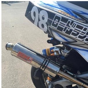 シグナス　エキパイ油漢、サイレンサーバル ガレージバル シグナスX用 バッフル付き 80Φリペアサイレンサー