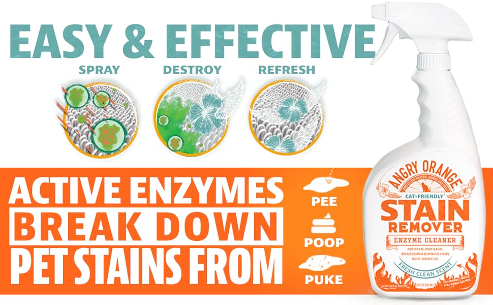 Easy & Effective - Active Enzymes break down pet stains from pee, poop, and puke
