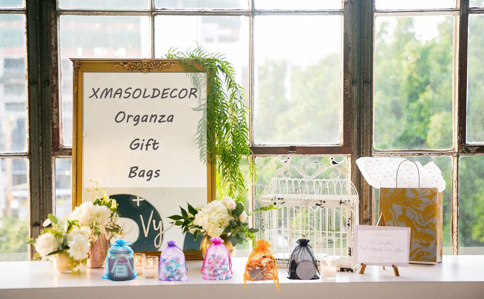 XMASOLDECOR 20PCS Large Mix Colour Sheer Organza Gift Bags 10 x 15 cm