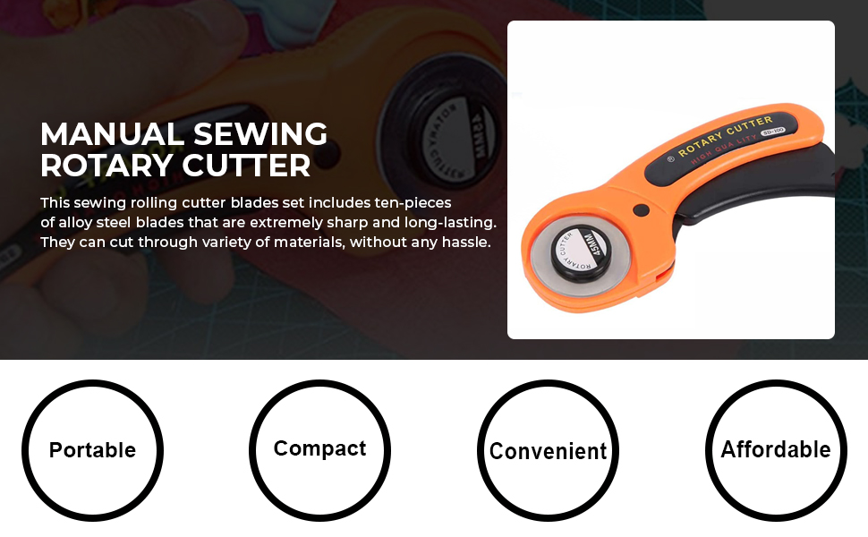 ZIBUYU® Roller Cutter for Fabric Rotary Cutter Roller Alloy Steel Blade