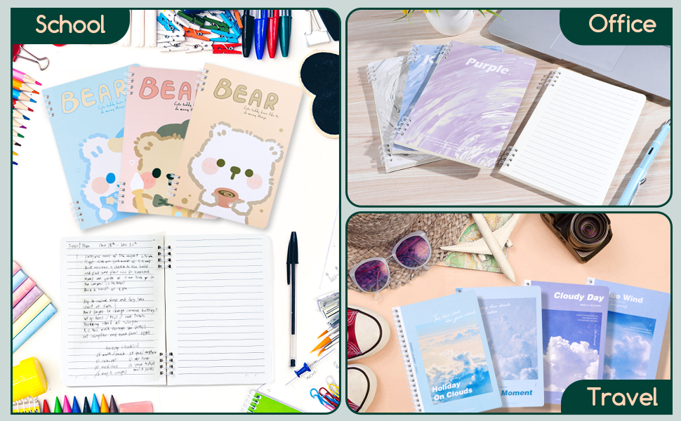 Amveer Spiral Notebooks 4 Pack, 60 Sheets 120 Pages Per A5