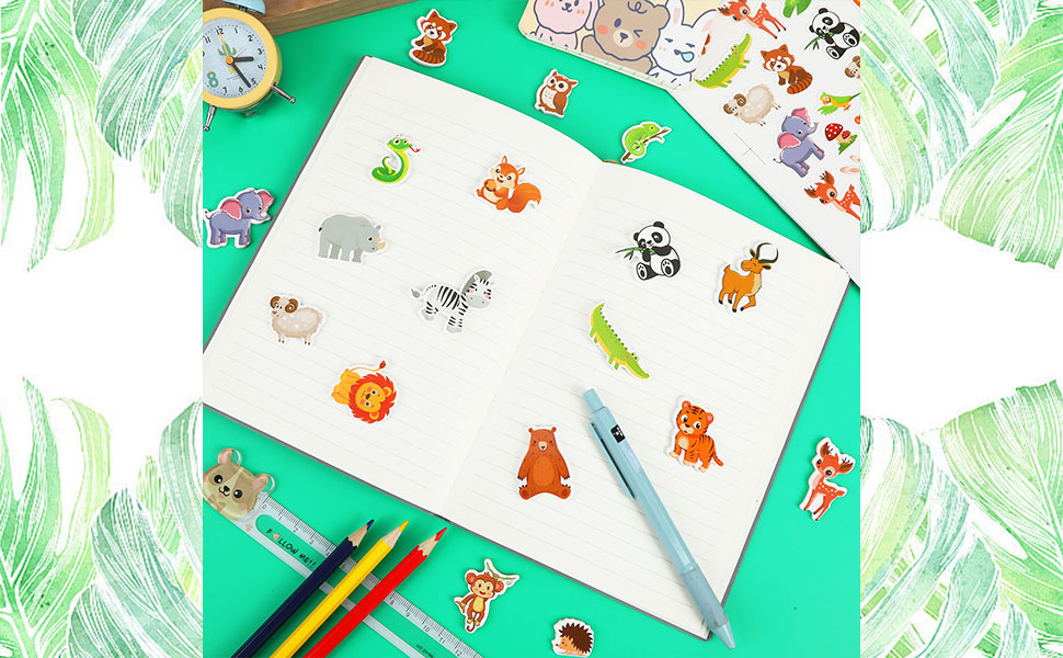 JULBEAR 300 Pieces Animals Foam Stickers Bulk SelfAdhesive Cartoon Forest Animals