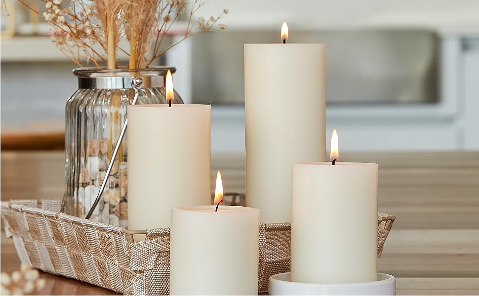 Simply Soson Set of 6 Ivory Pillar Candles 3" x 6