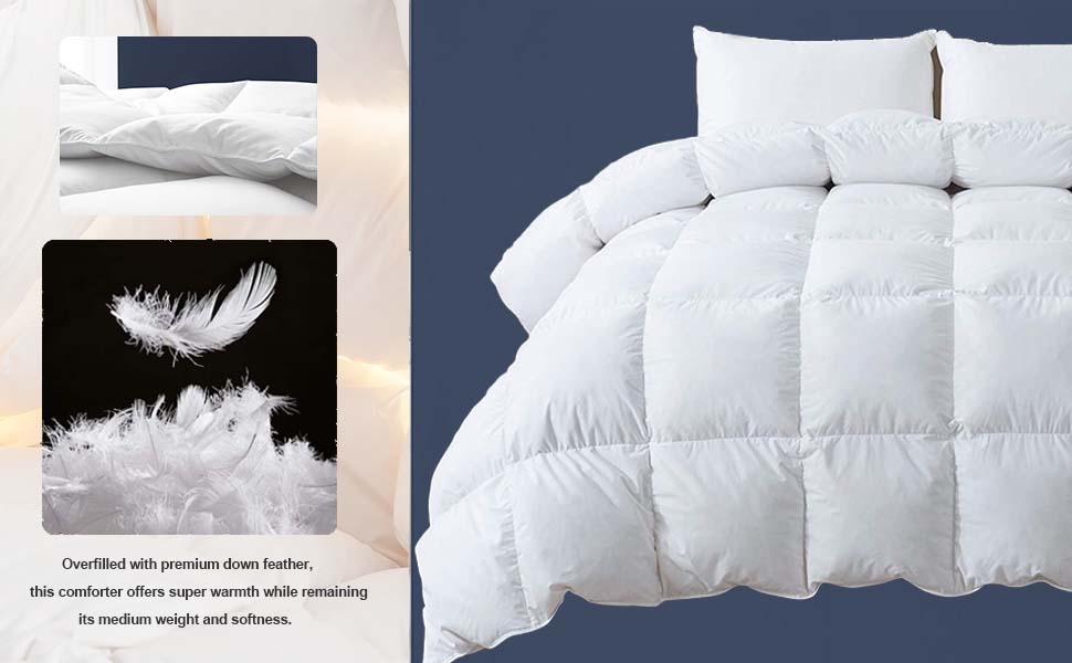 Ubauba Down Duvet King Size, All Season Feather Down Comforter, Duvet