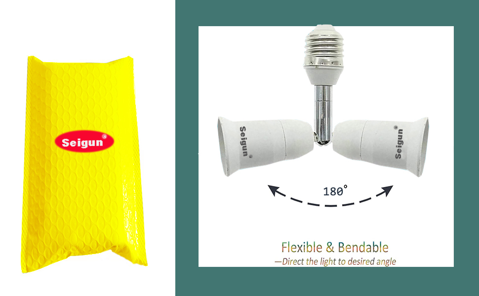 E26/E27 Light Socket Extender, 4.5 Inch Extension,Adjustable Vertical