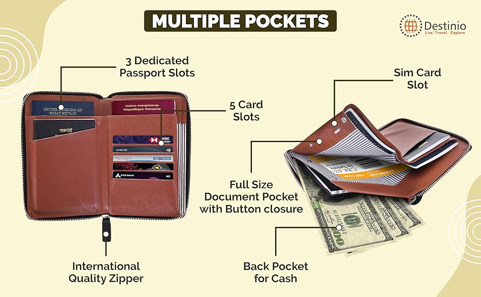 Destinio Leather Passport Holder for Men; Leather Passport Cover