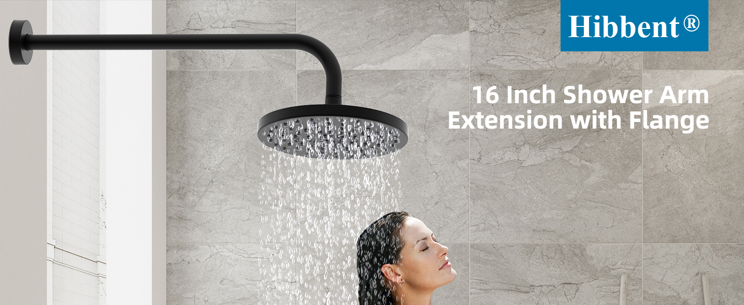 Hibbent 16 Inch All Metal Shower Extension Arm, Extra Long Shower Arm