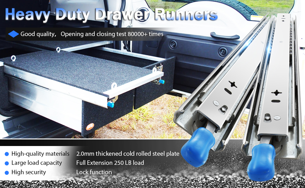 YENUO Locking Heavy Duty Drawer Runners Slides Full Extension 400 450