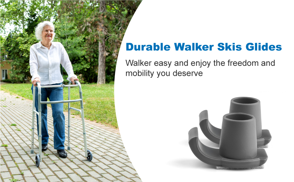 Walker Ski Glides, 2Pack Universal Skis for Walkers & 4