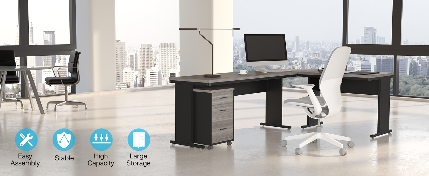 L-Shaped Executive Desk with drawer