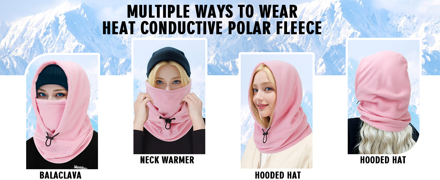 TAGVO Balaclava Windproof Ski Mask Thermal Fleece Hood Winter Multipurpose Use Unisex Face Mask Warm&Breathable Face Cover Heavyweight Neck Warmer for Winter Outdoor Sports 15 LPC831兜帽