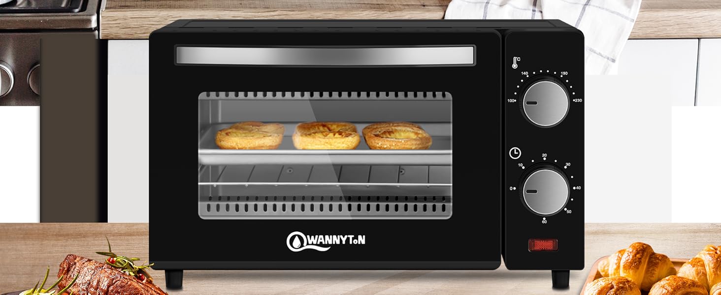 WANNYTON Electric Oven 10L, Mini Oven Electric Pizza Oven Countertop
