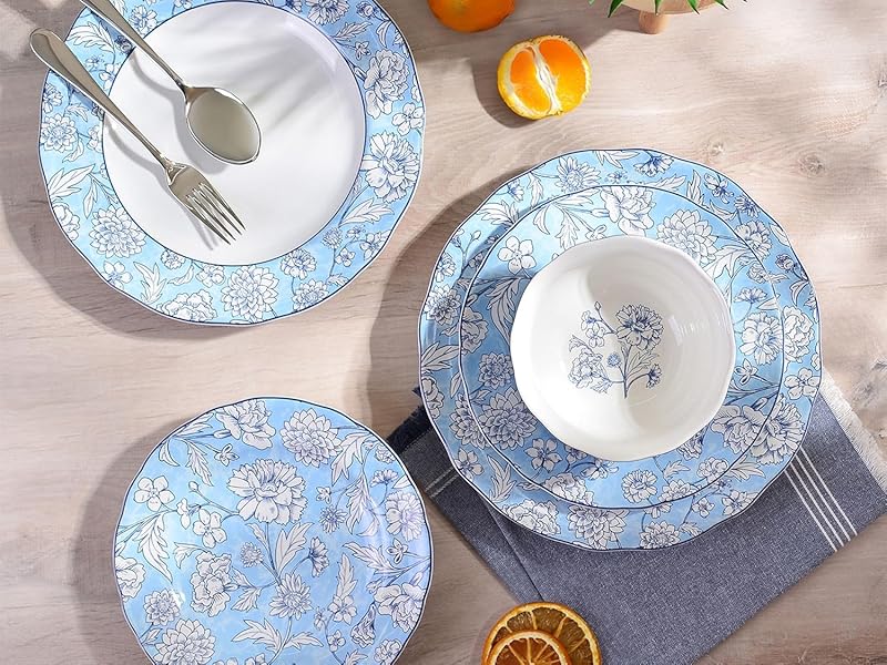 食器 e Condo Aretware plate Amazon.com: 222 Fifth 12-Piece Porcelain Dinnerware Set for